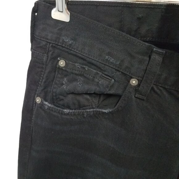 7 For All Mankind Jeans Black Mens 33 Paxtyn Distressed Denim AT139621AP - Picture 7 of 12